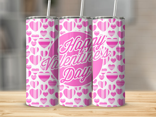 Happy Valentine's Day Hearts Patterned Tumbler