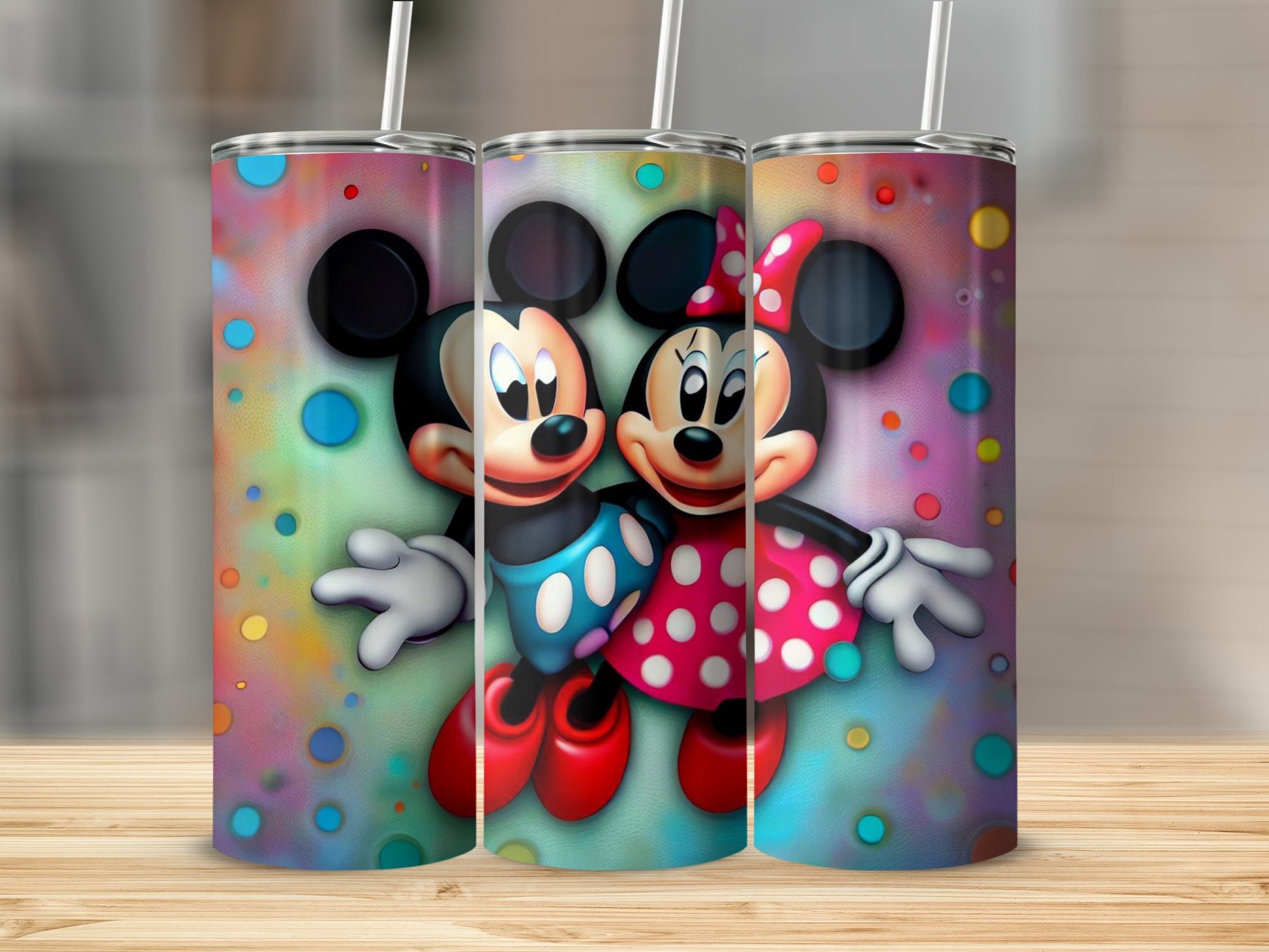 Colorful Mickey and Minnie Mouse Tumbler