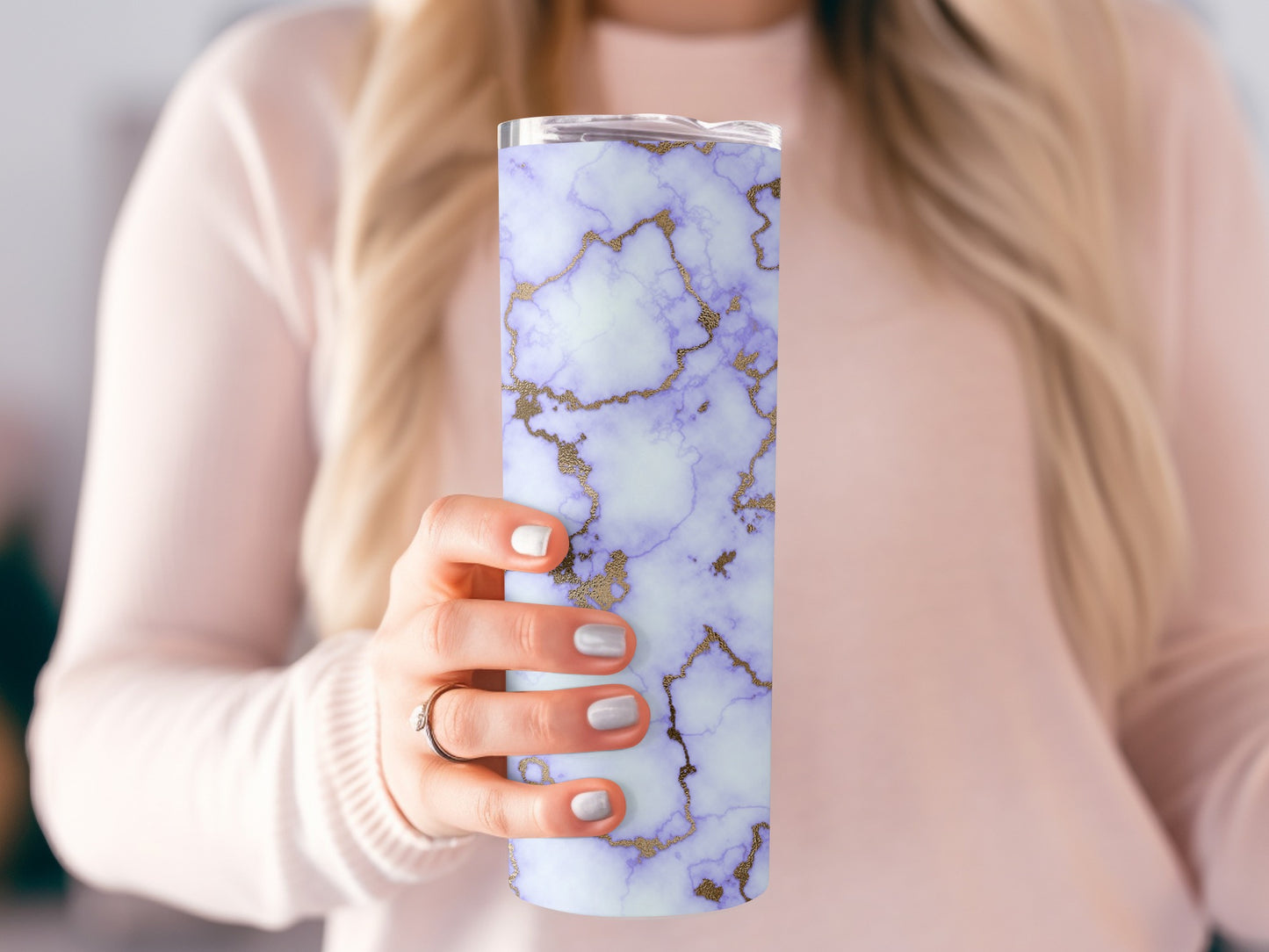 Light Purple Gold Marble Decorative Patterned Tumblers