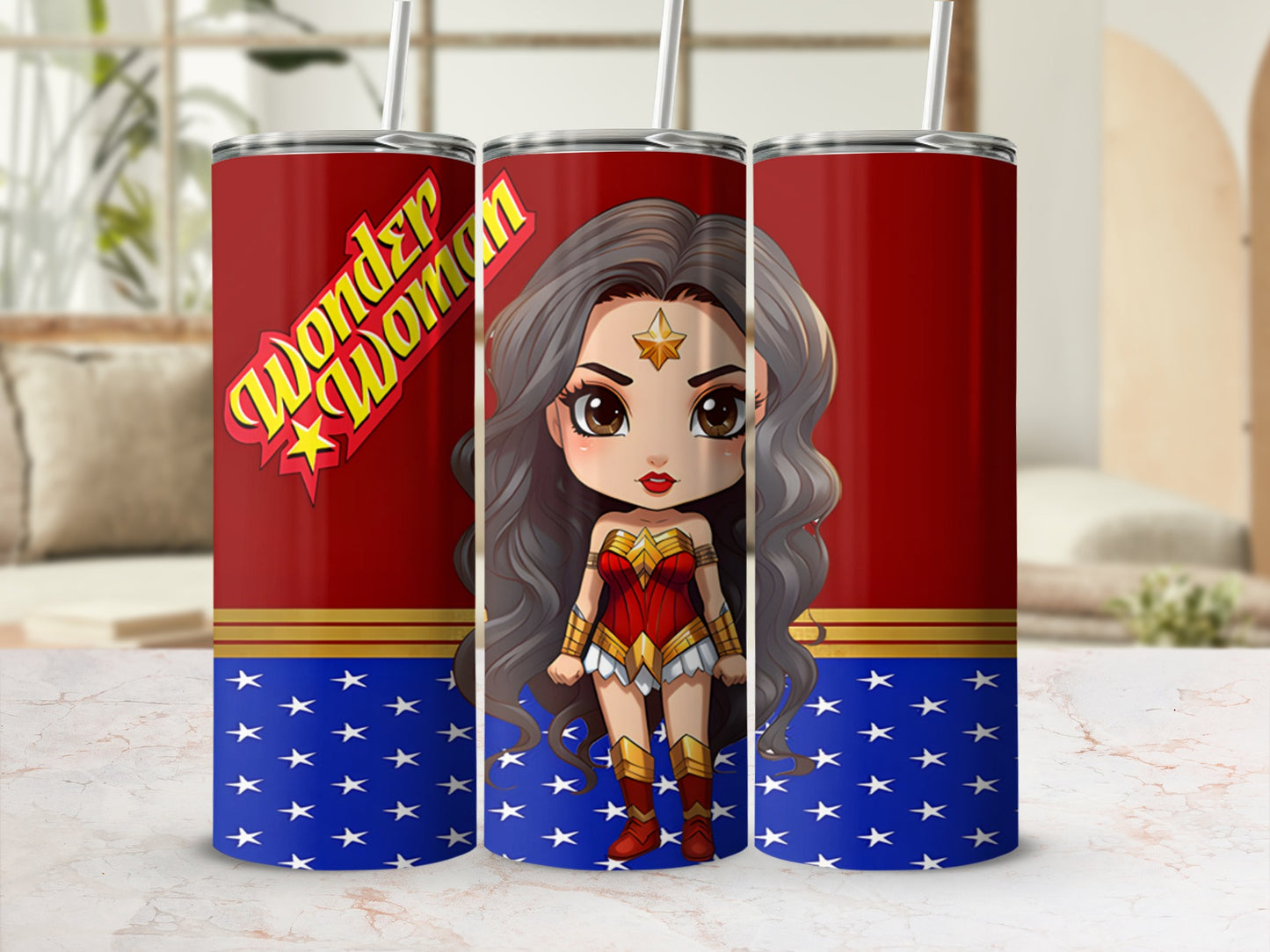 Wonder Woman Tumbler with Cute Cartoon Design Tumbler