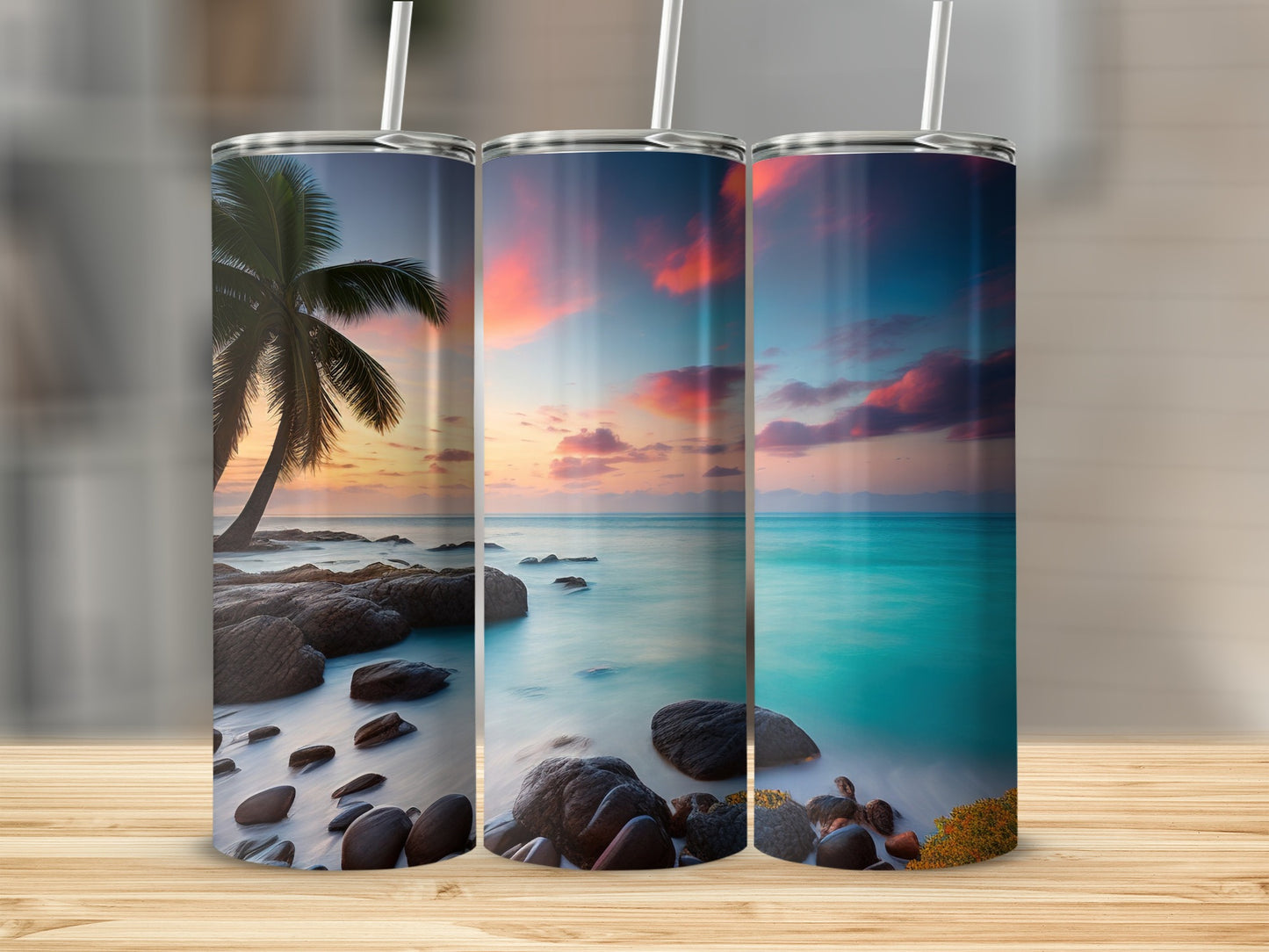Scenic Sunset and Ocean View Tumbler Set