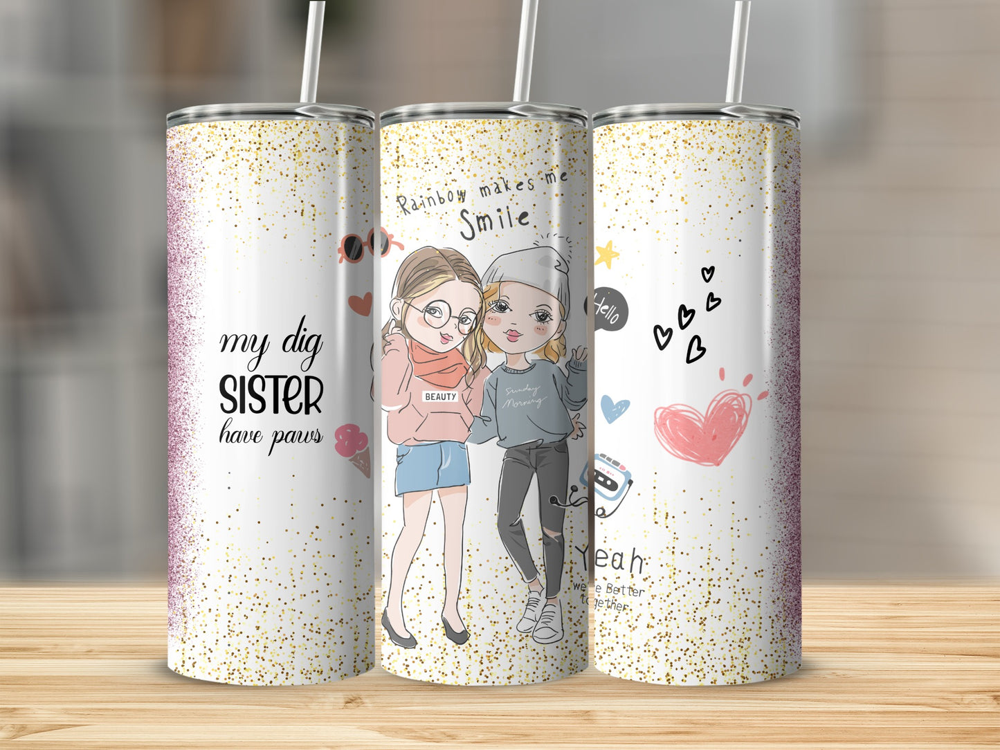 Rainbow Makes Me Smile Best Friend Tumbler