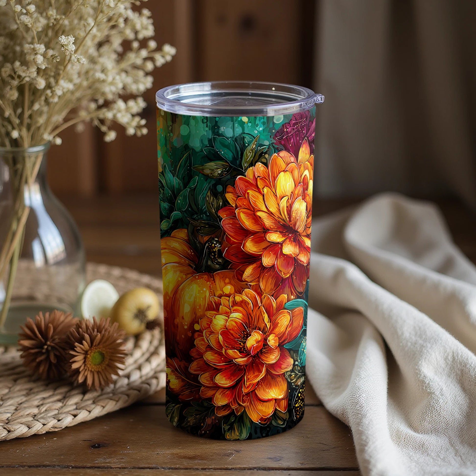 Beautifully Designed Floral Autumn Tumbler