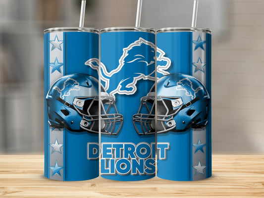 Detroit Lions NFL Helmets and Lion Logo Design Tumblers