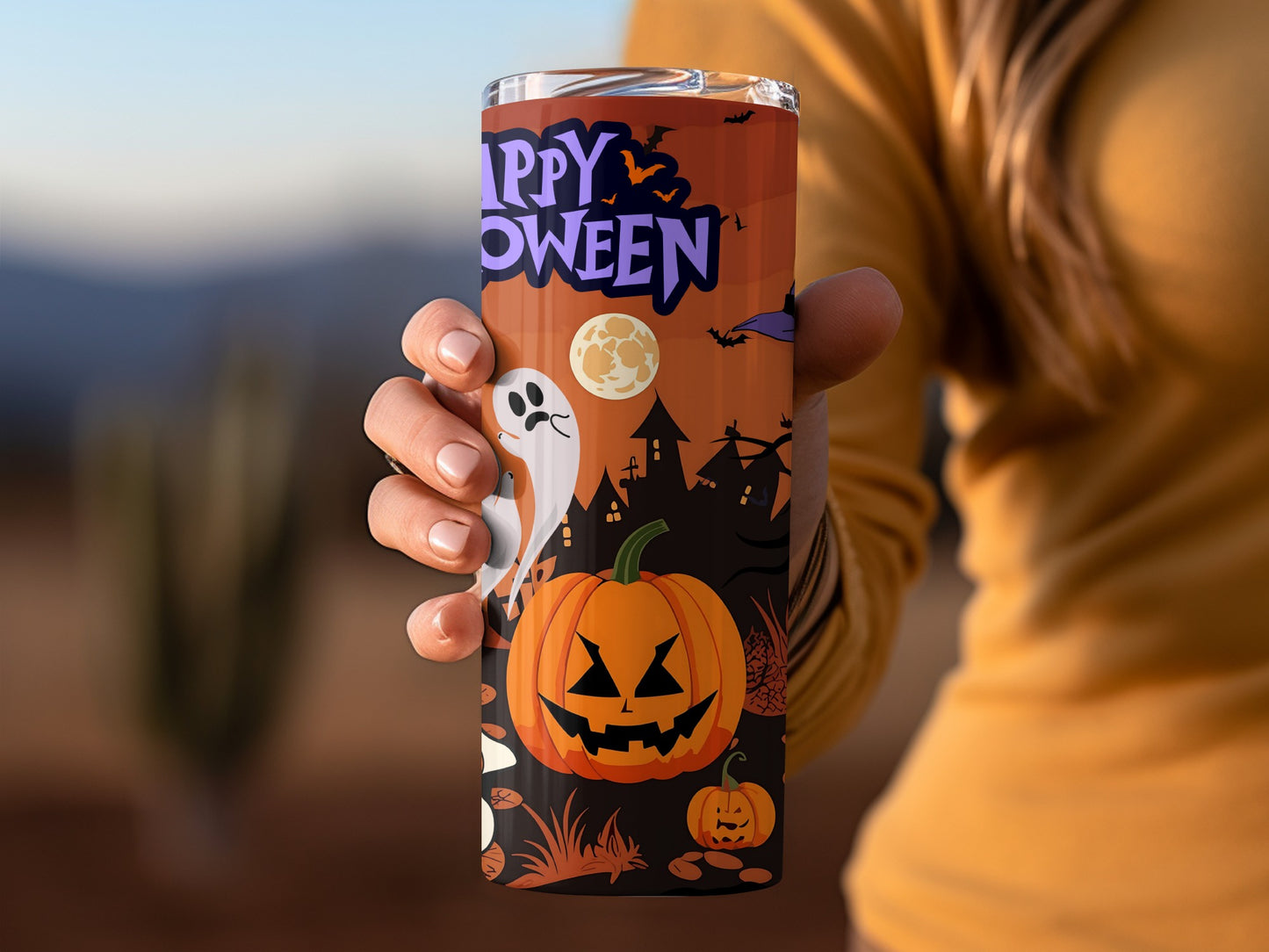 Happy Halloween Pumpkin and Ghost Themed Drinkware