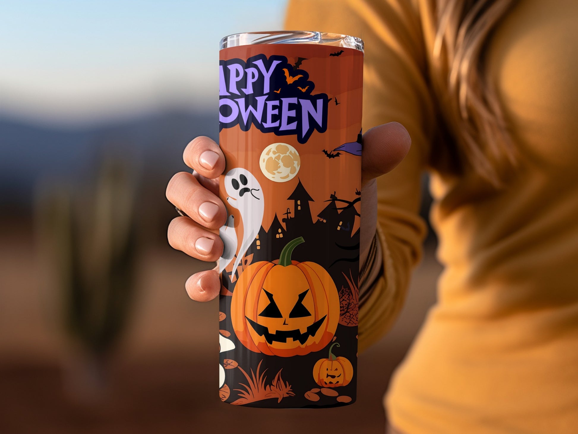 Happy Halloween Pumpkin and Ghost Themed Drinkware