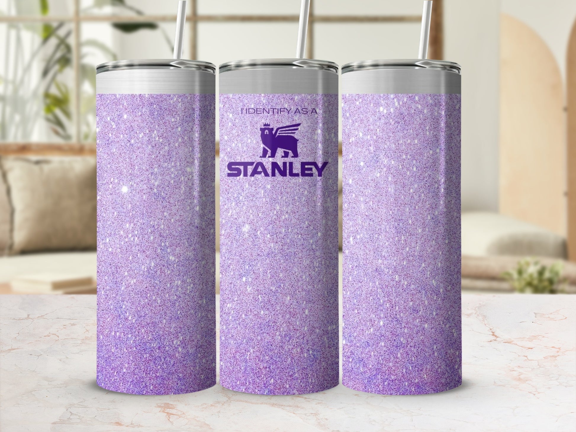 I Identify As A Stanley Glitter Tumbler Cup