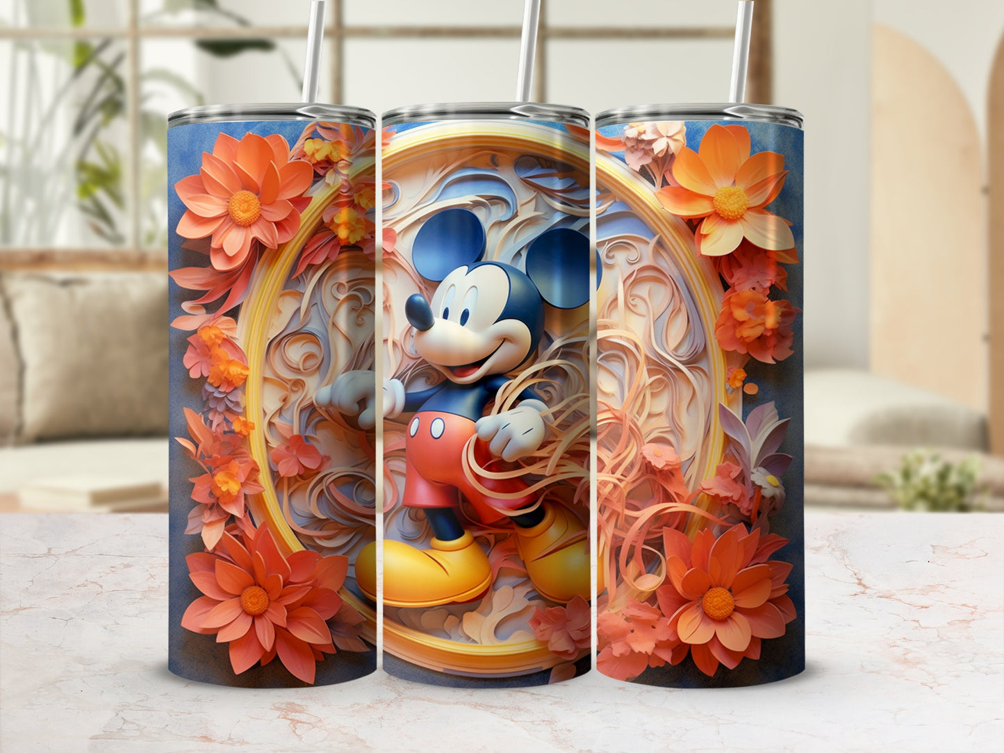 Mickey Mouse Floral Themed Tumbler