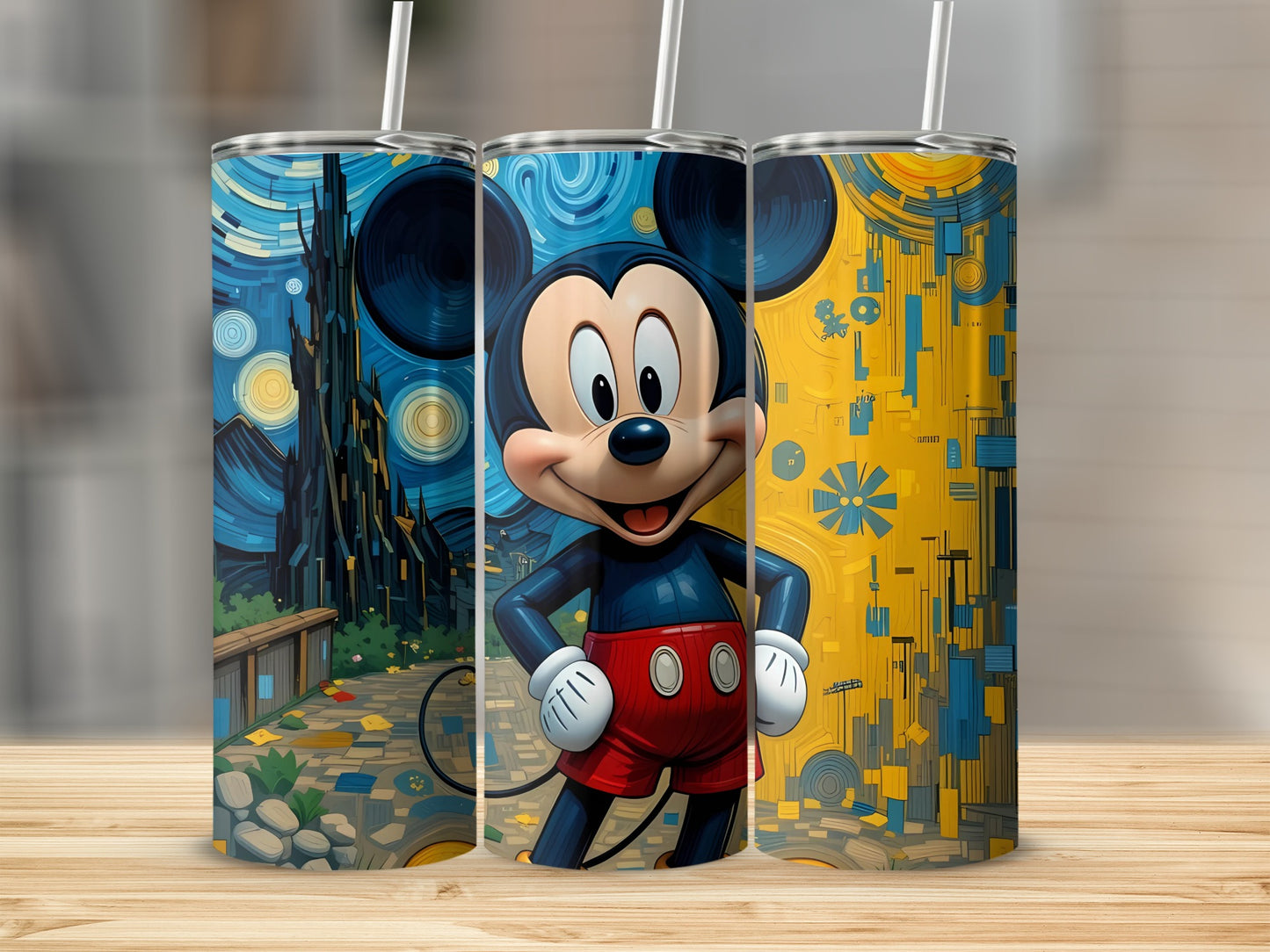 Vibrant Mickey Mouse Art Themed Tumbler Travel Cup