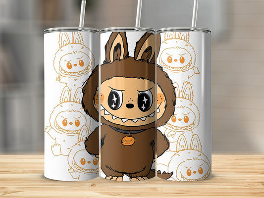 Cute Monster and Bunny Illustration Printed Tumbler