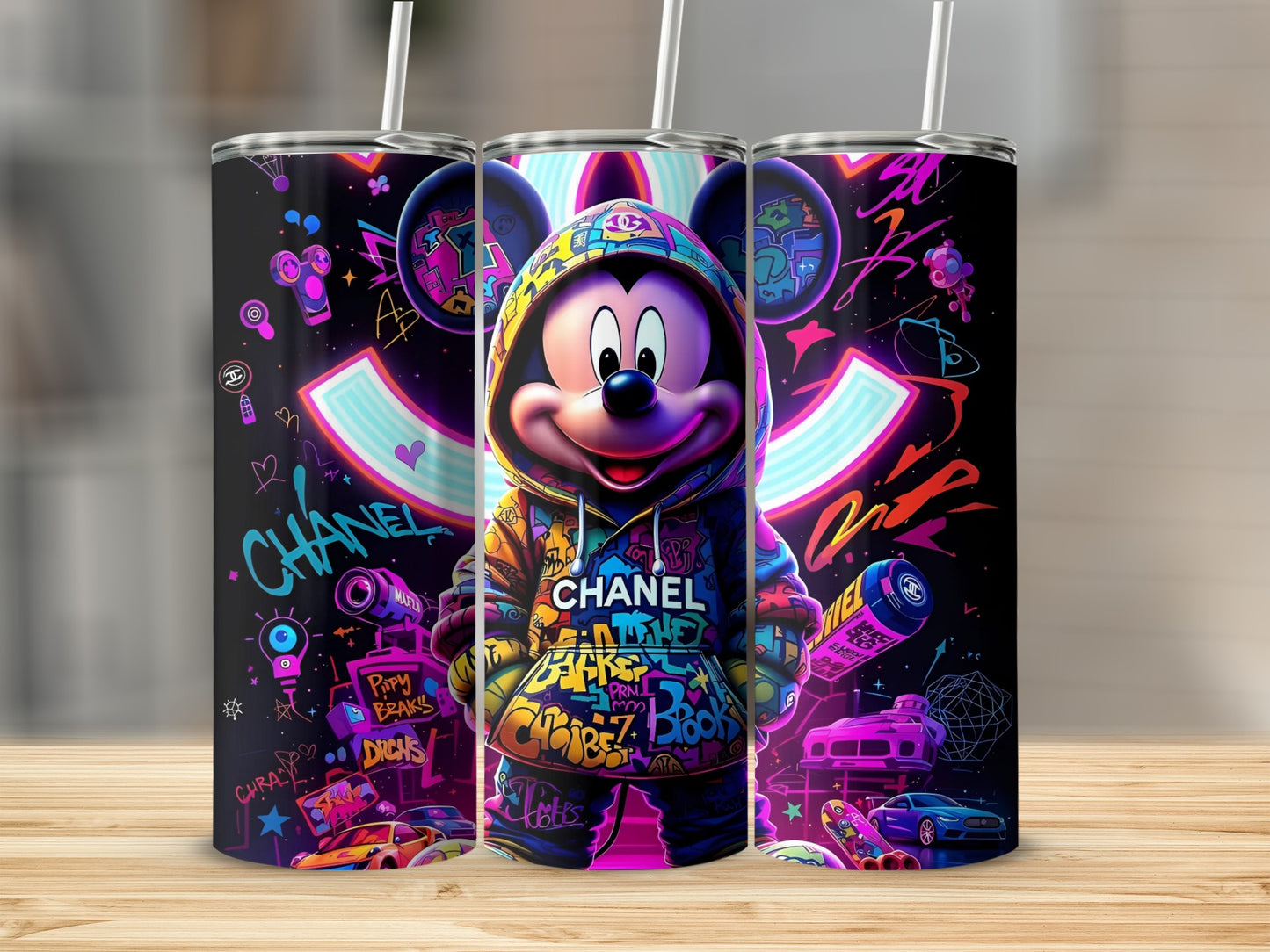 Colorful Graffiti Style Mickey Art Travel Tumbler Cup