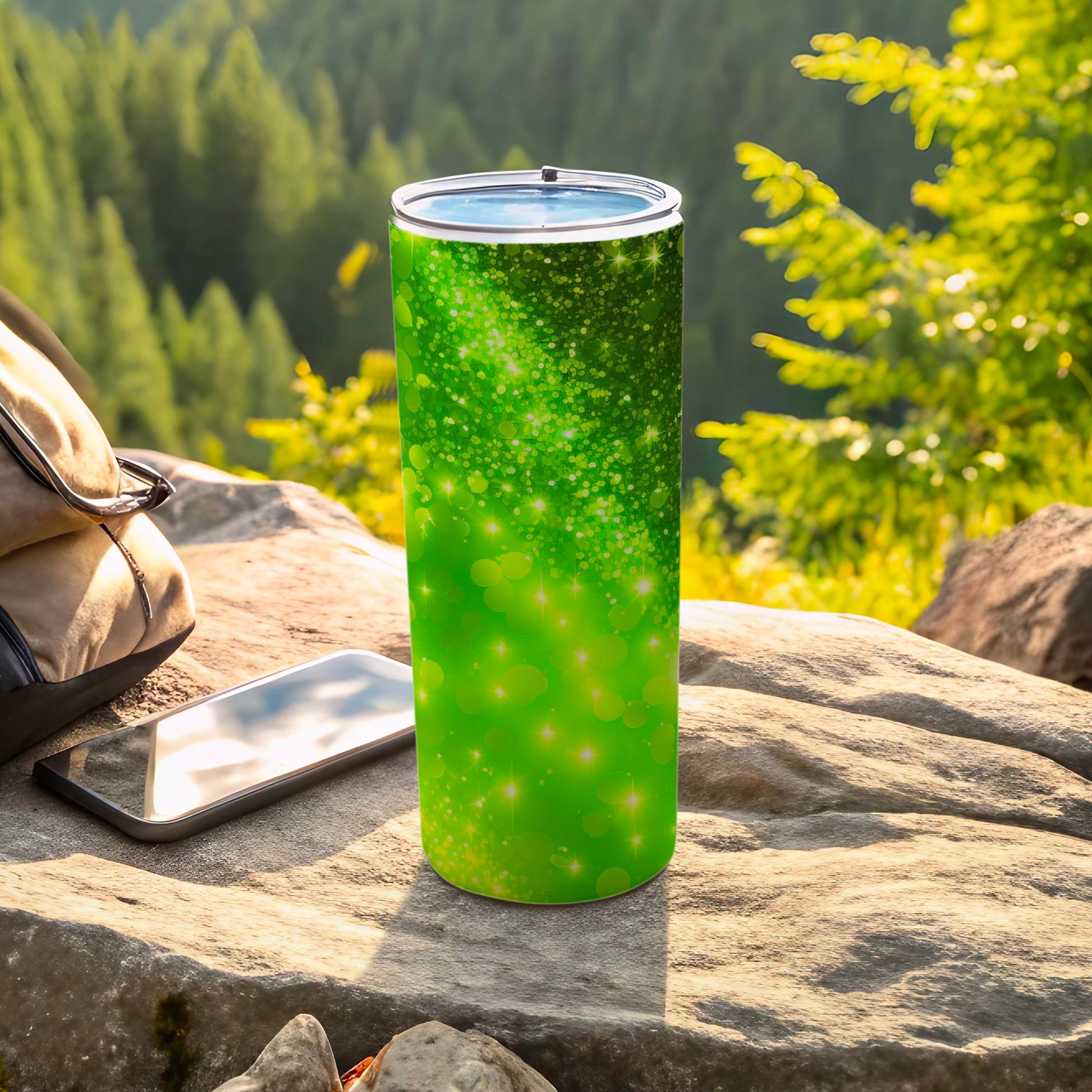 Sparkling Green Glitter Pattern Beverage Tumbler product type