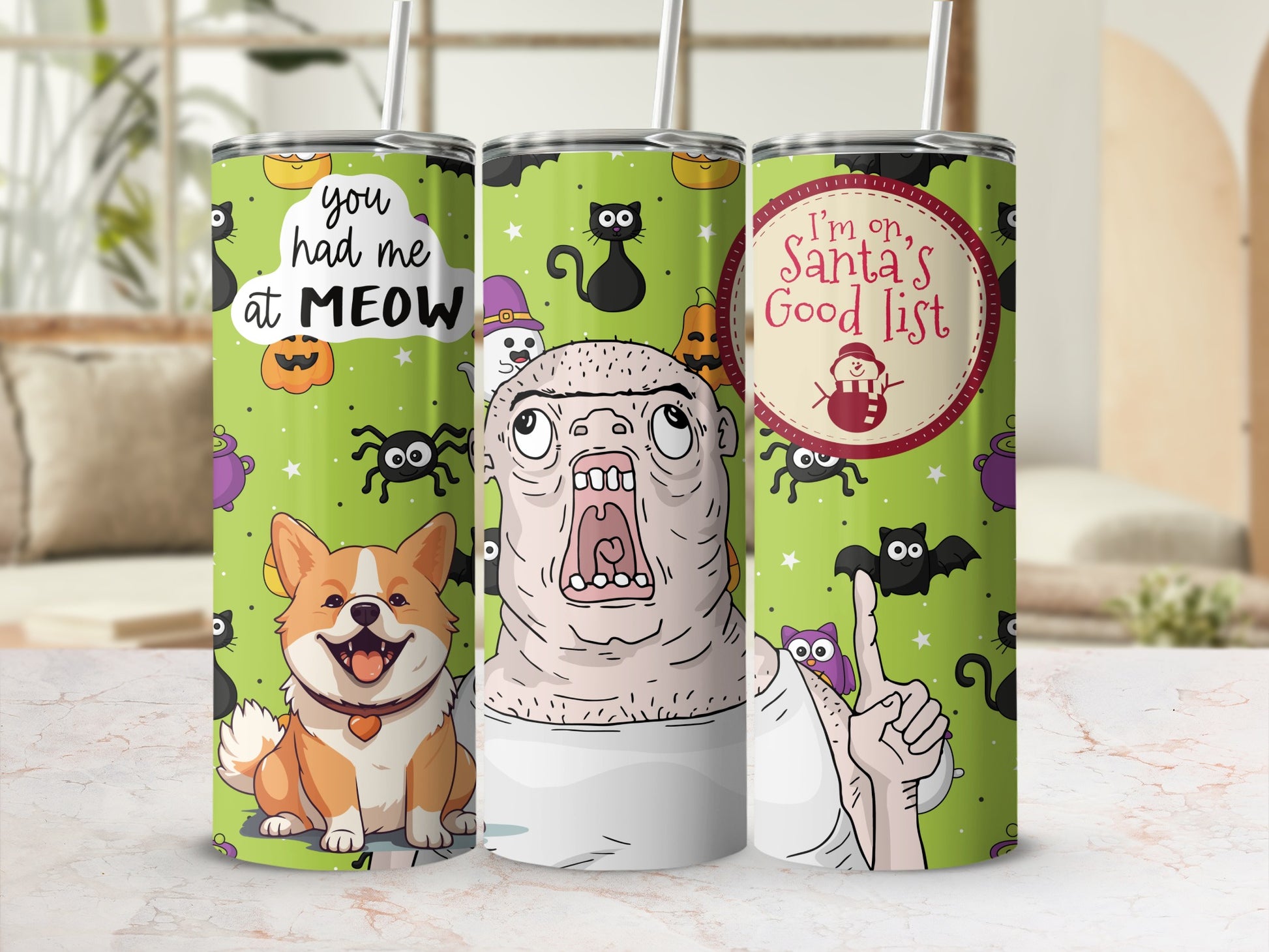 You Had Me At MEOW I'm on Santa's Good List tumbler