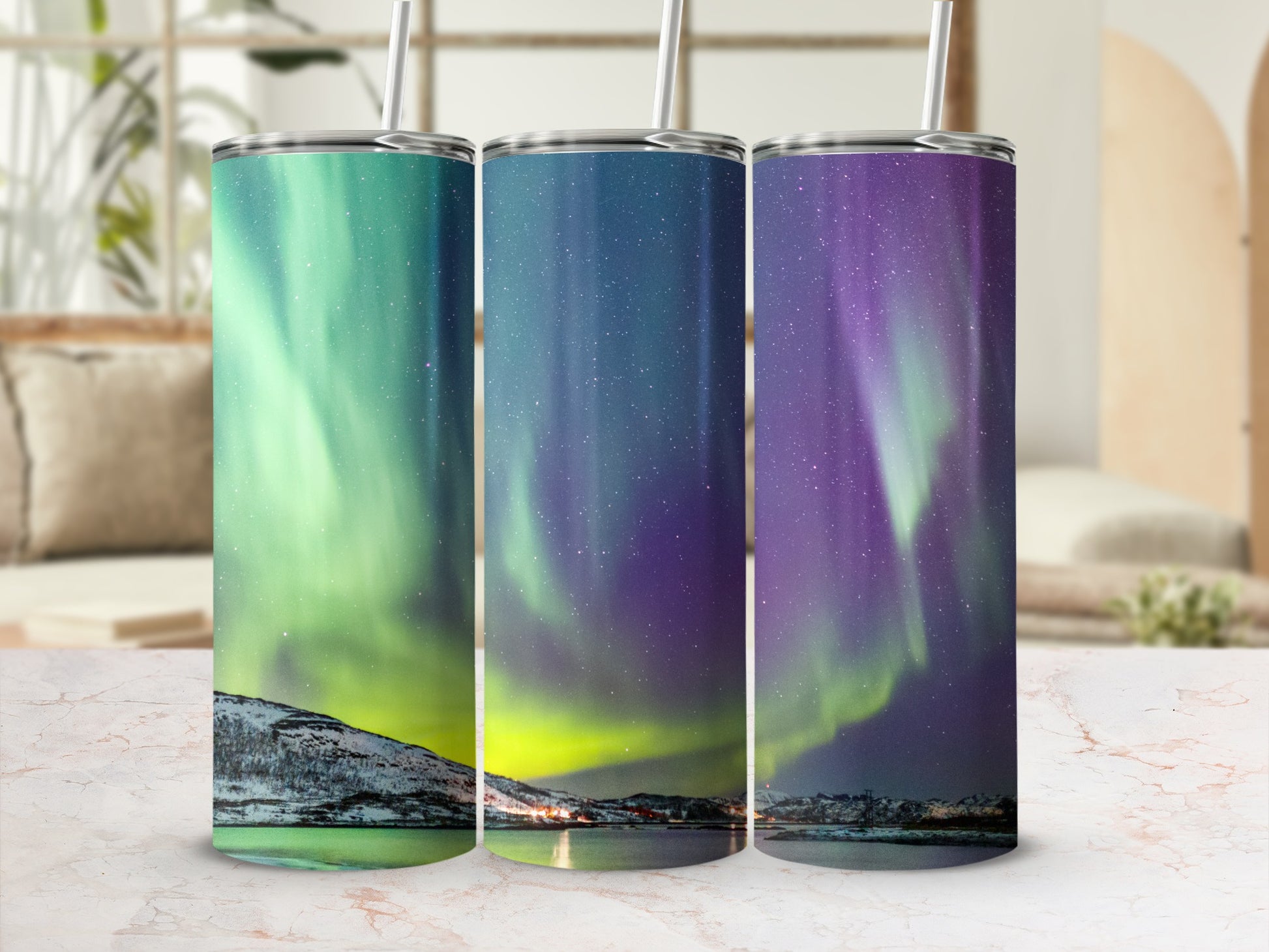 Northern Lights Insulated Tumbler Cup Set