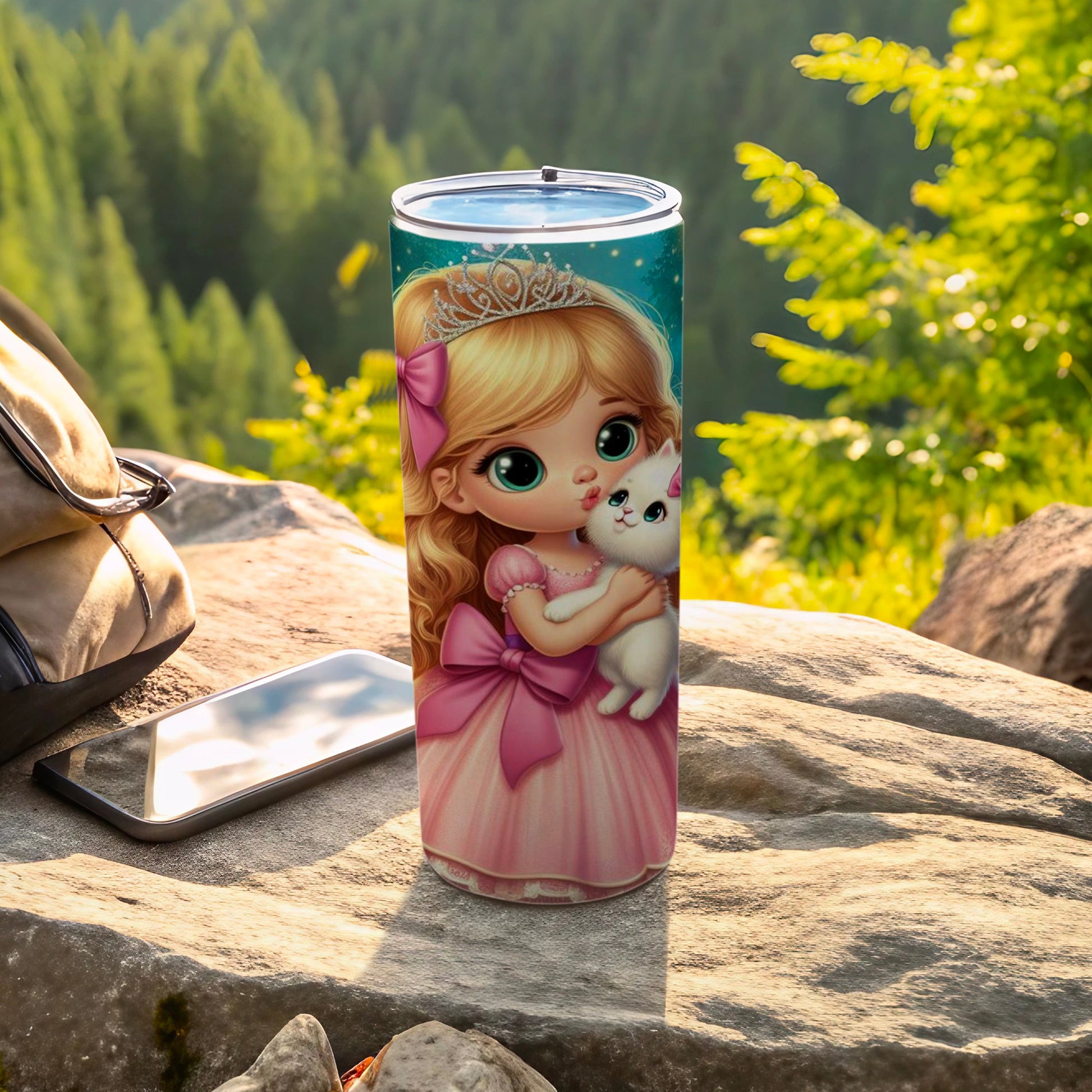 Cute Princess and Kitten Insulated Tumbler Cup