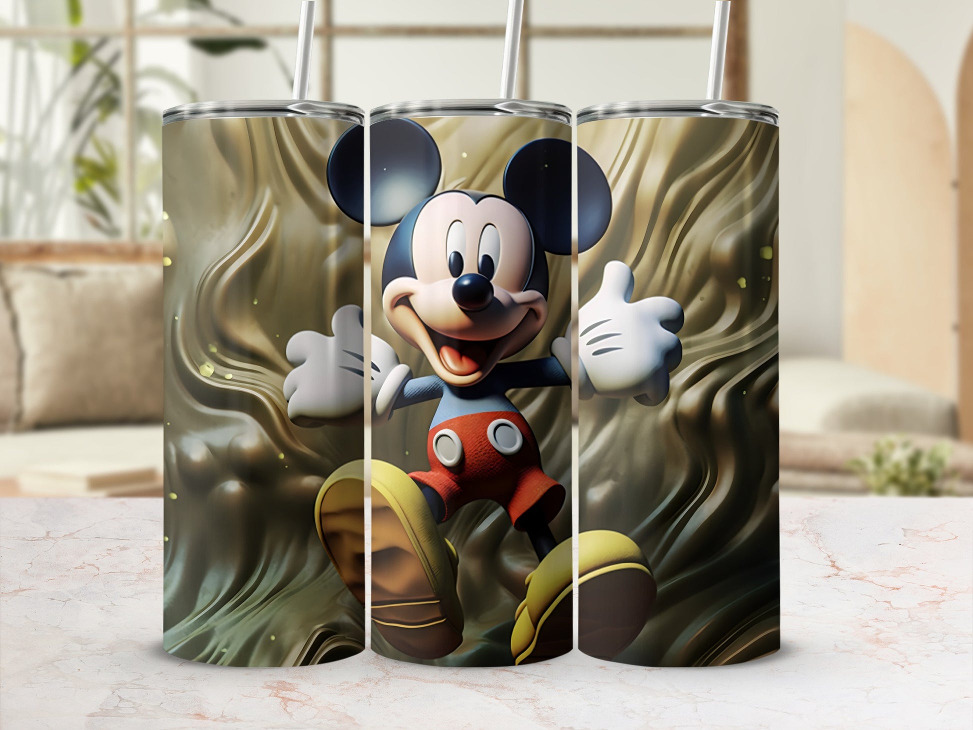 Mickey Mouse Themed Tumbler with Colorful Background