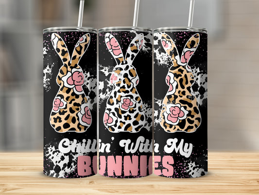 Chillin' With My Bunnies Leopard Print Tumbler