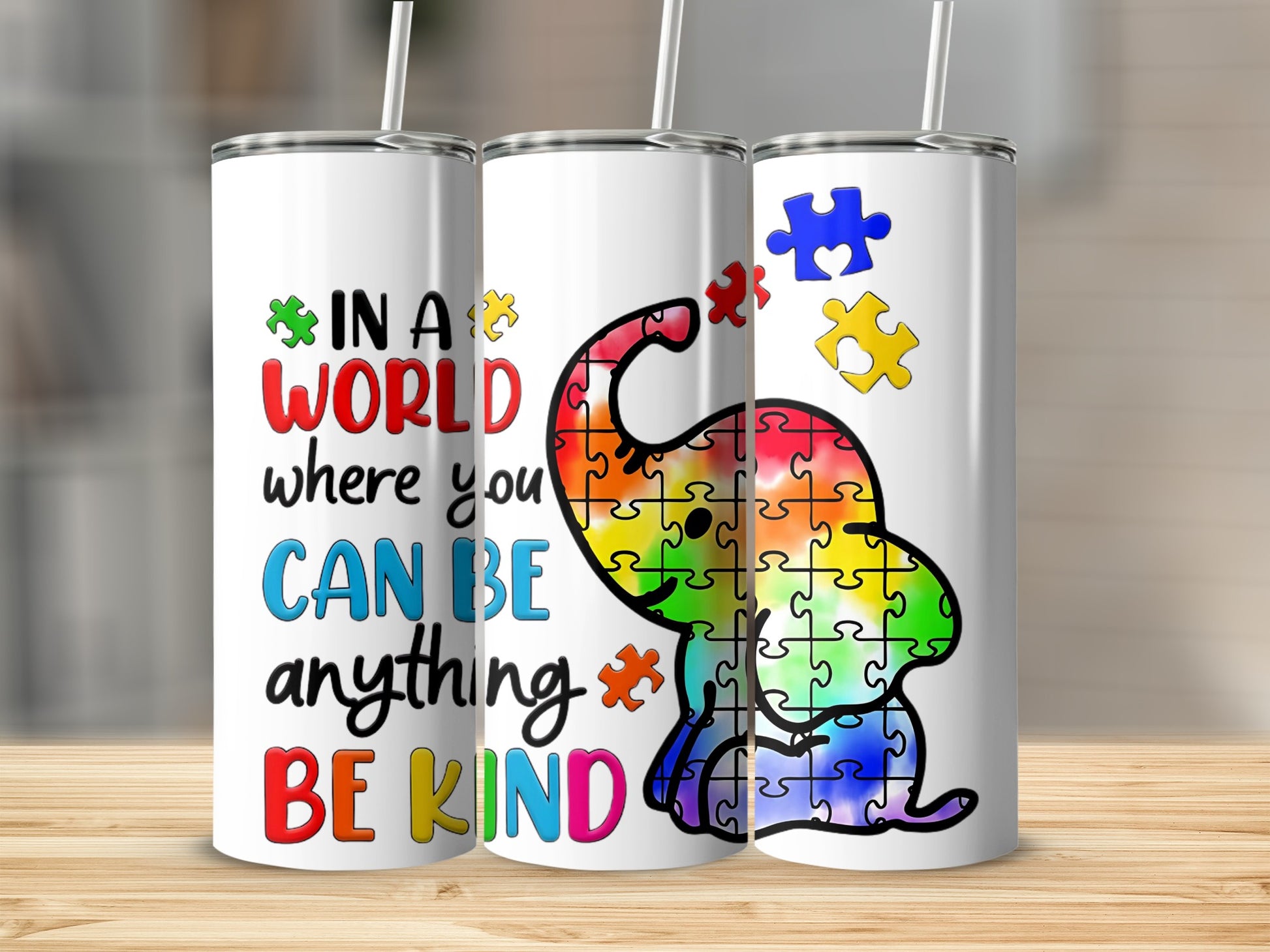 Colorful Elephant and Inspiring Quote Tumbler