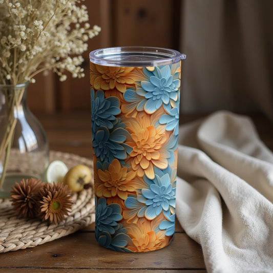 Vibrant Floral Insulated Tumbler with Lid