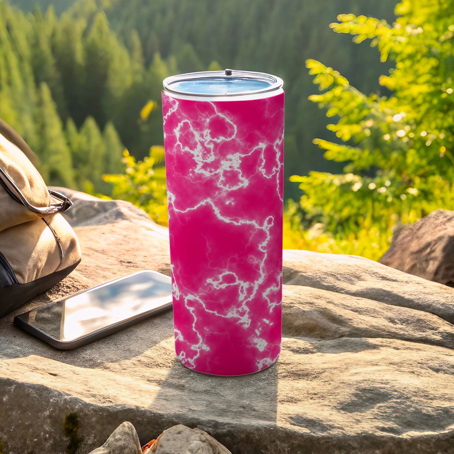 Vibrant Pink White Marble Pattern Insulated Tumbler product type