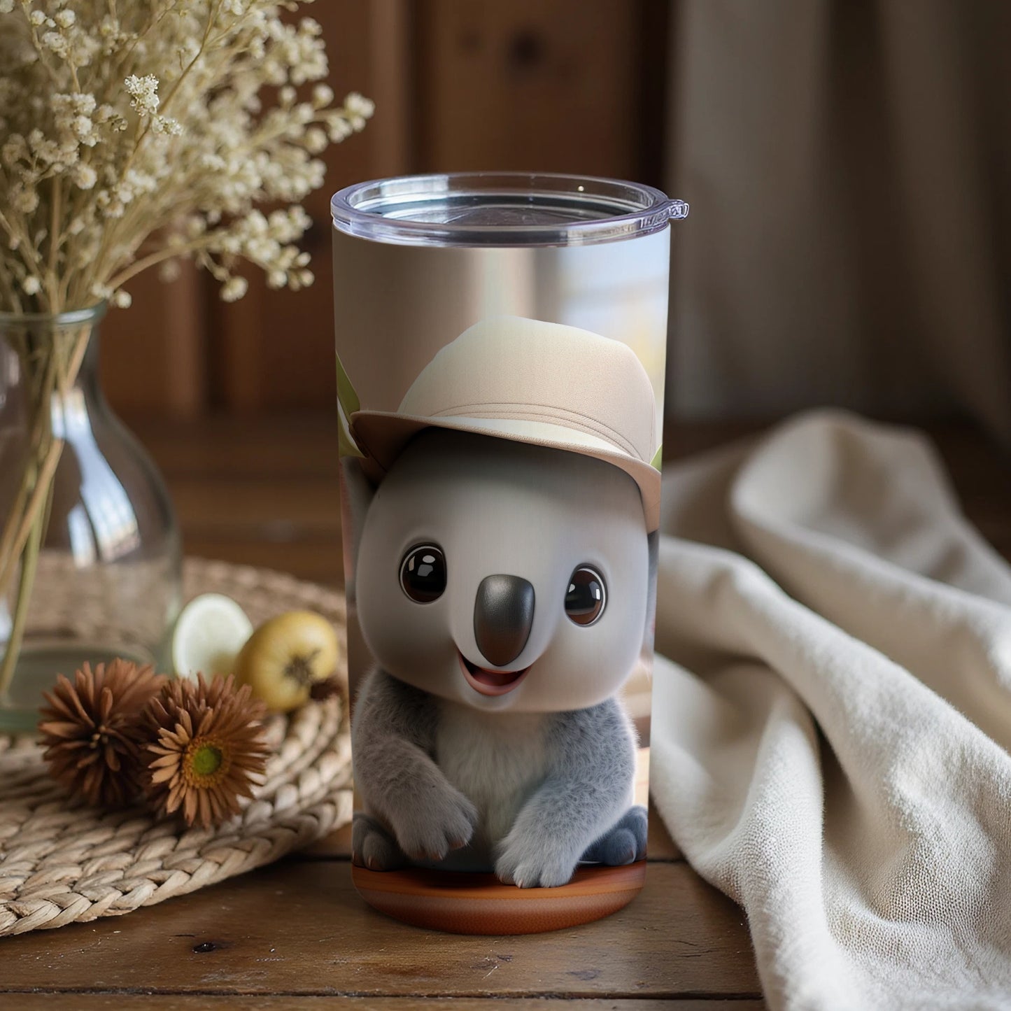 Adorable Koala with Hat Insulated Tumbler Cup
