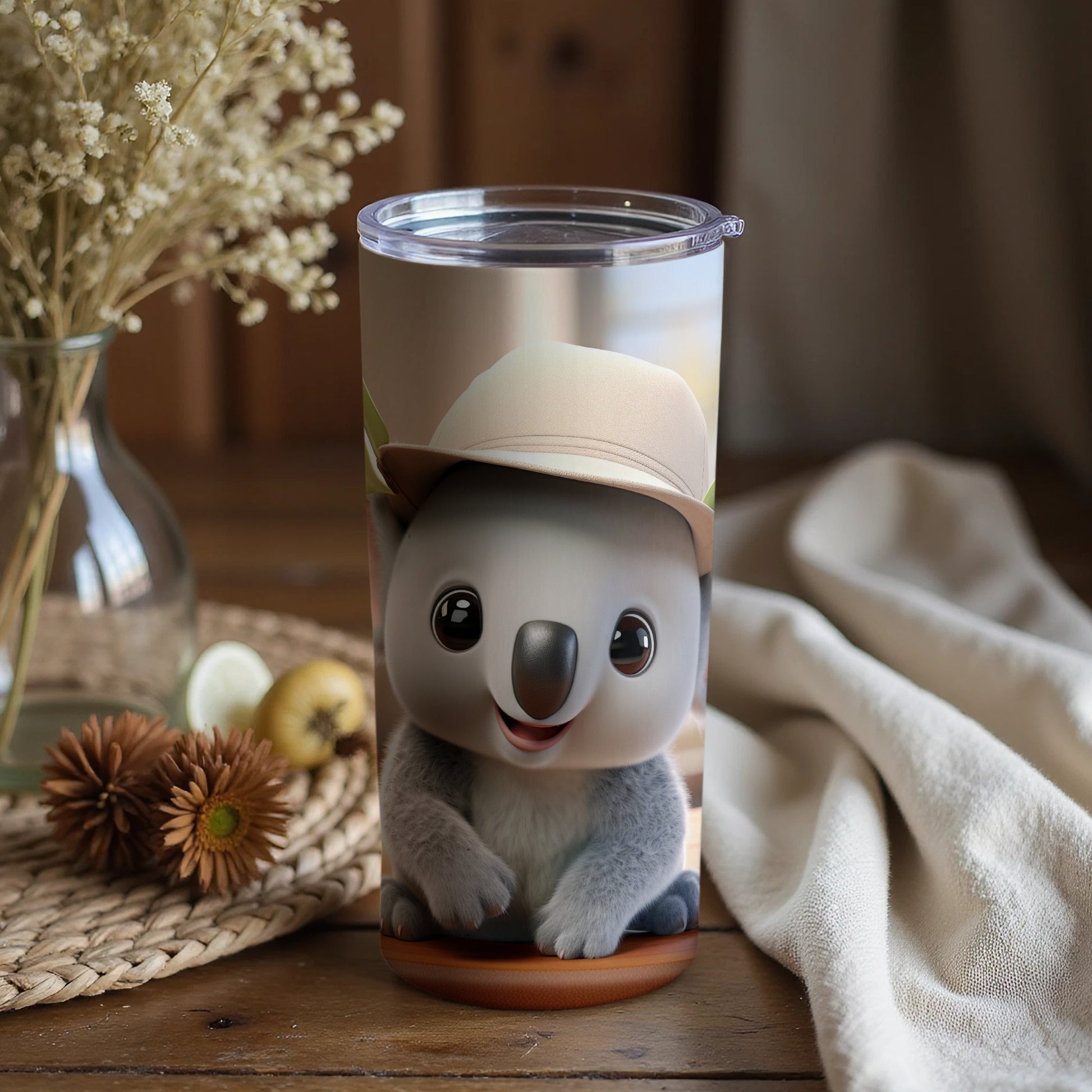 Adorable Koala with Hat Insulated Tumbler Cup
