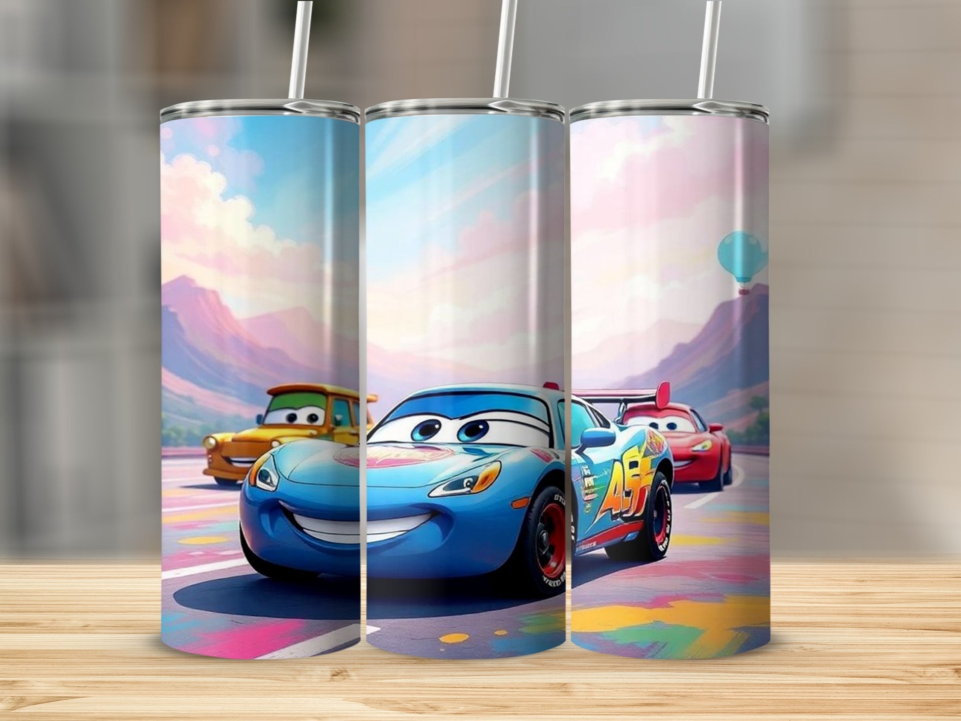 Fun Cartoon Car Tumbler With Straw 20oz Insulated