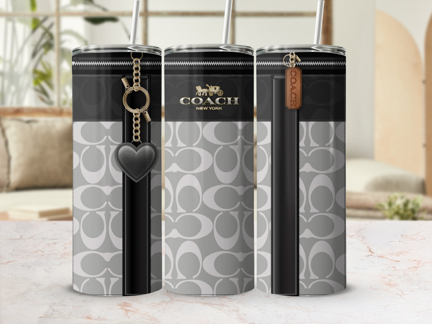 Coach New York Branded Tumblers with Unique Zipper Design