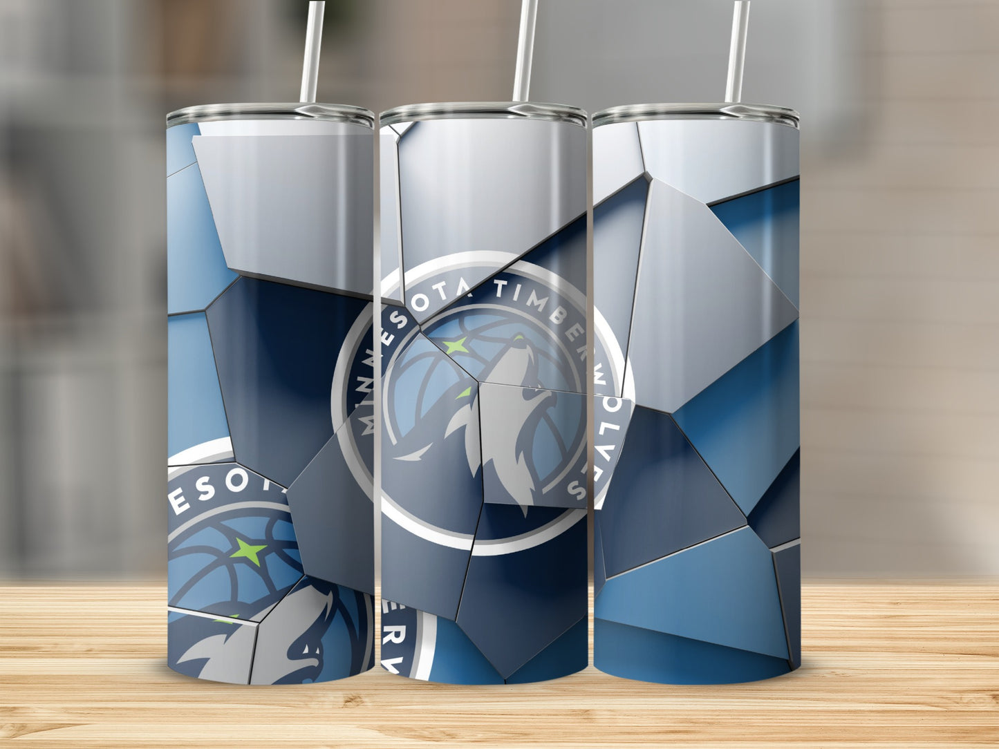 Minnesota Timberwolves Mosaic Pattern Abstract Design Tumblers