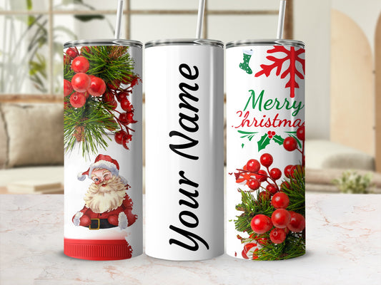 Personalized Christmas Tumbler with Festive Designs