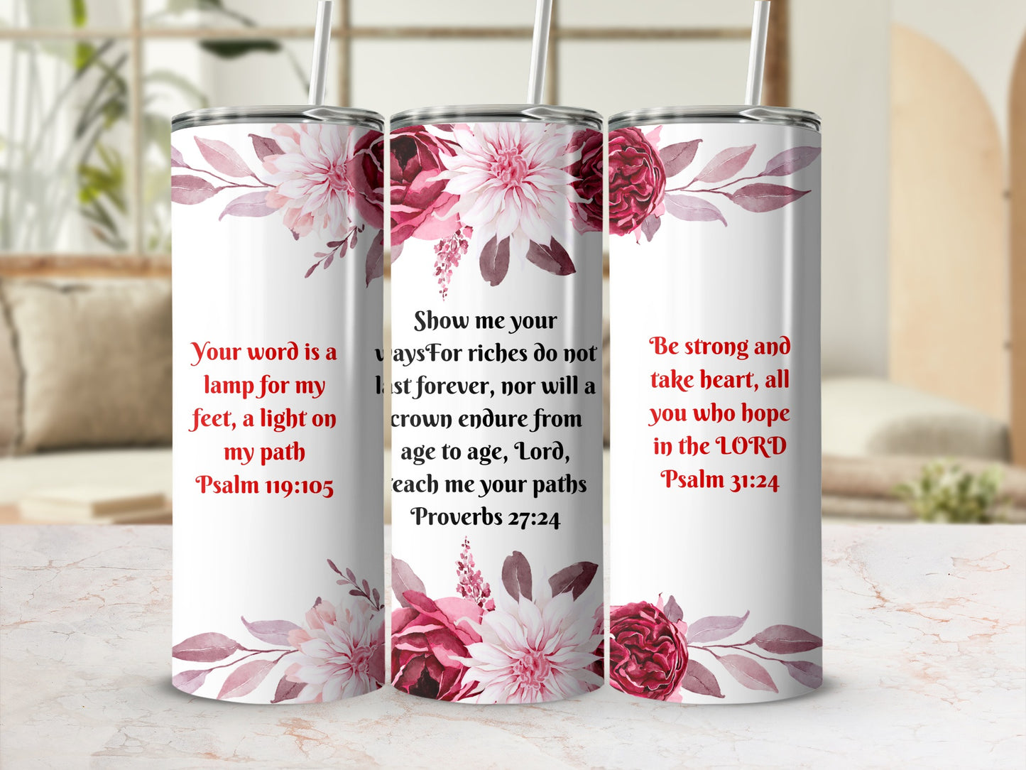 Inspirational Tumblers with Bible Verses for Daily Motivation