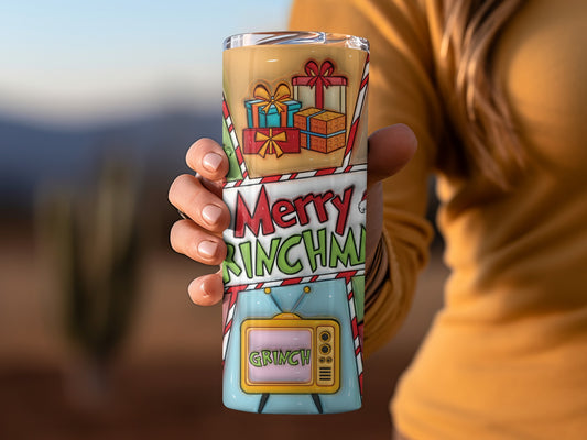 Festive Merry Grinchm Holiday Tumbler for Christmas