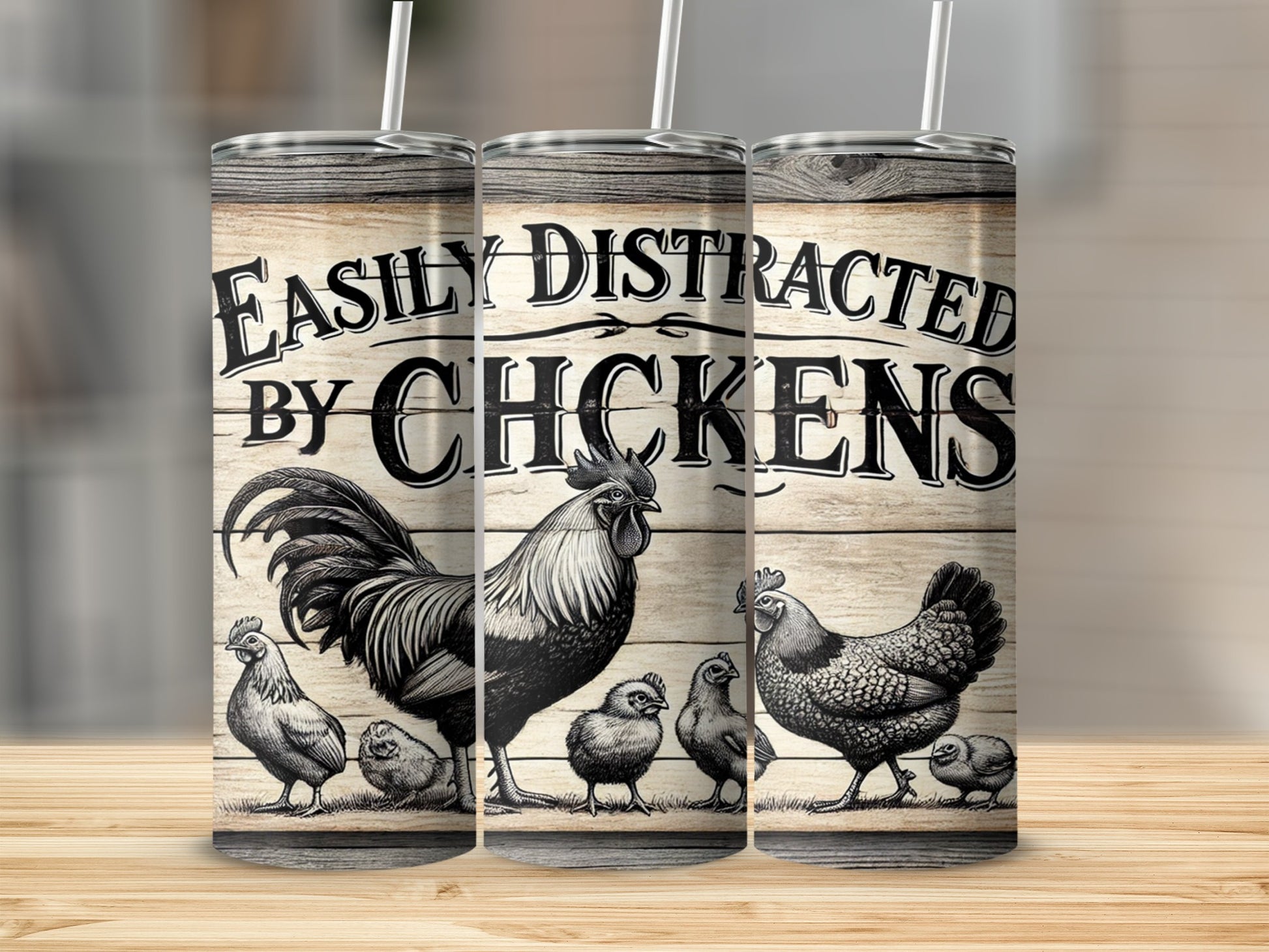 Easily Distracted By Chickens Insulated Tumbler Cup