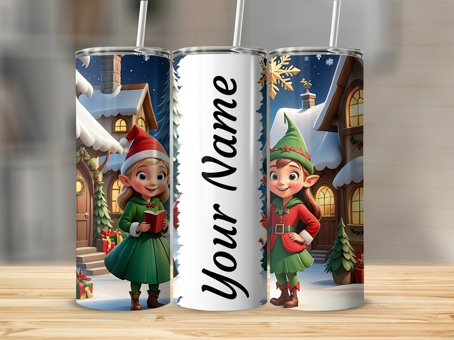 Personalized Christmas Elf Design Tumbler for Holidays