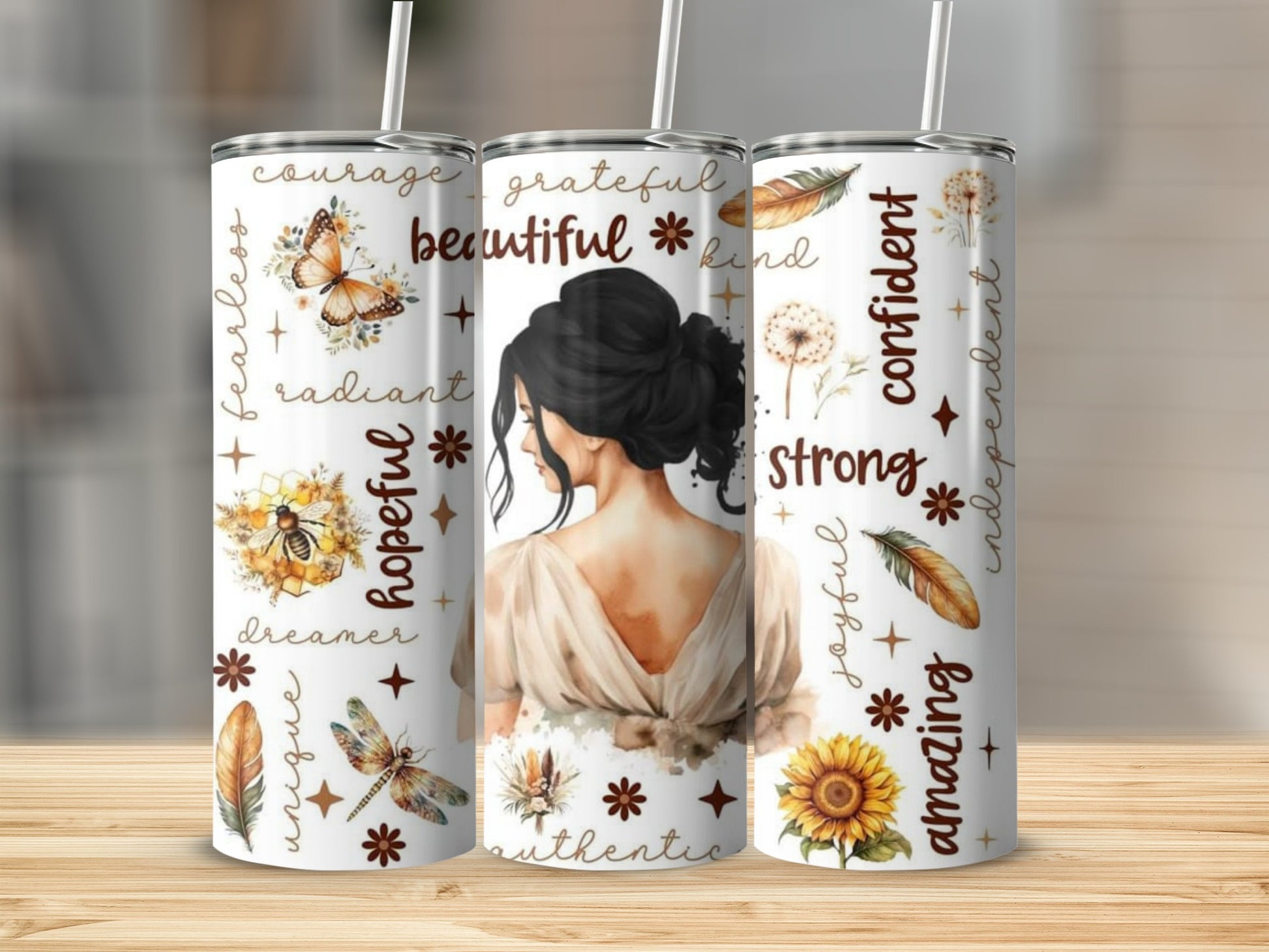 Empowering Woman Quotes with Floral Design Tumbler