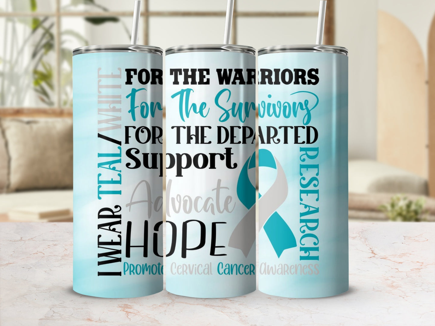 Cervical Cancer Awareness Motivational Tumbler