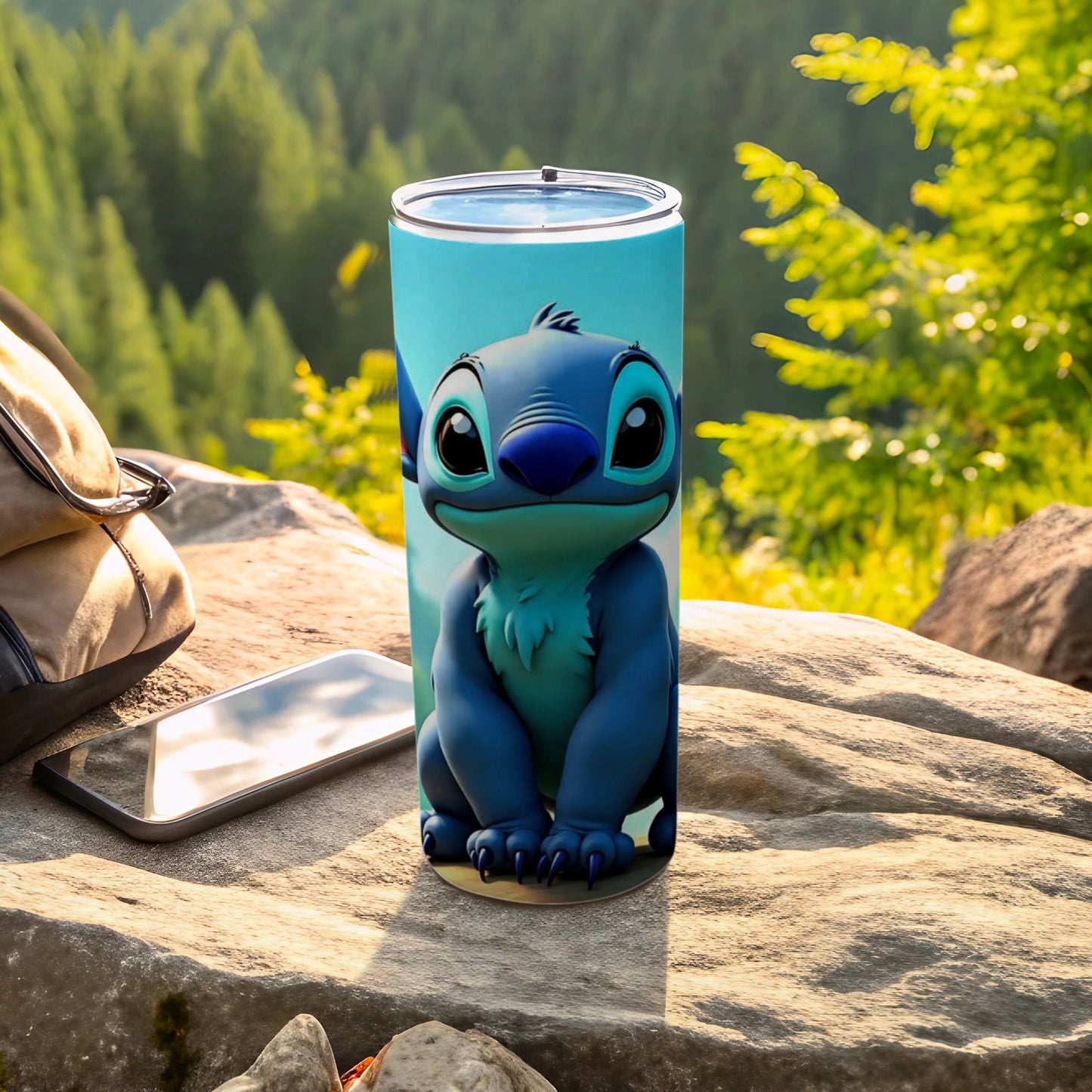 Adorable Blue Cartoon Character Design Travel Tumbler