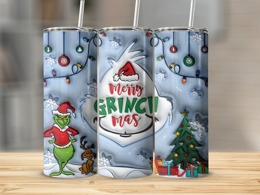 Merry Grinchmas Holiday Themed Tumbler Cup Design