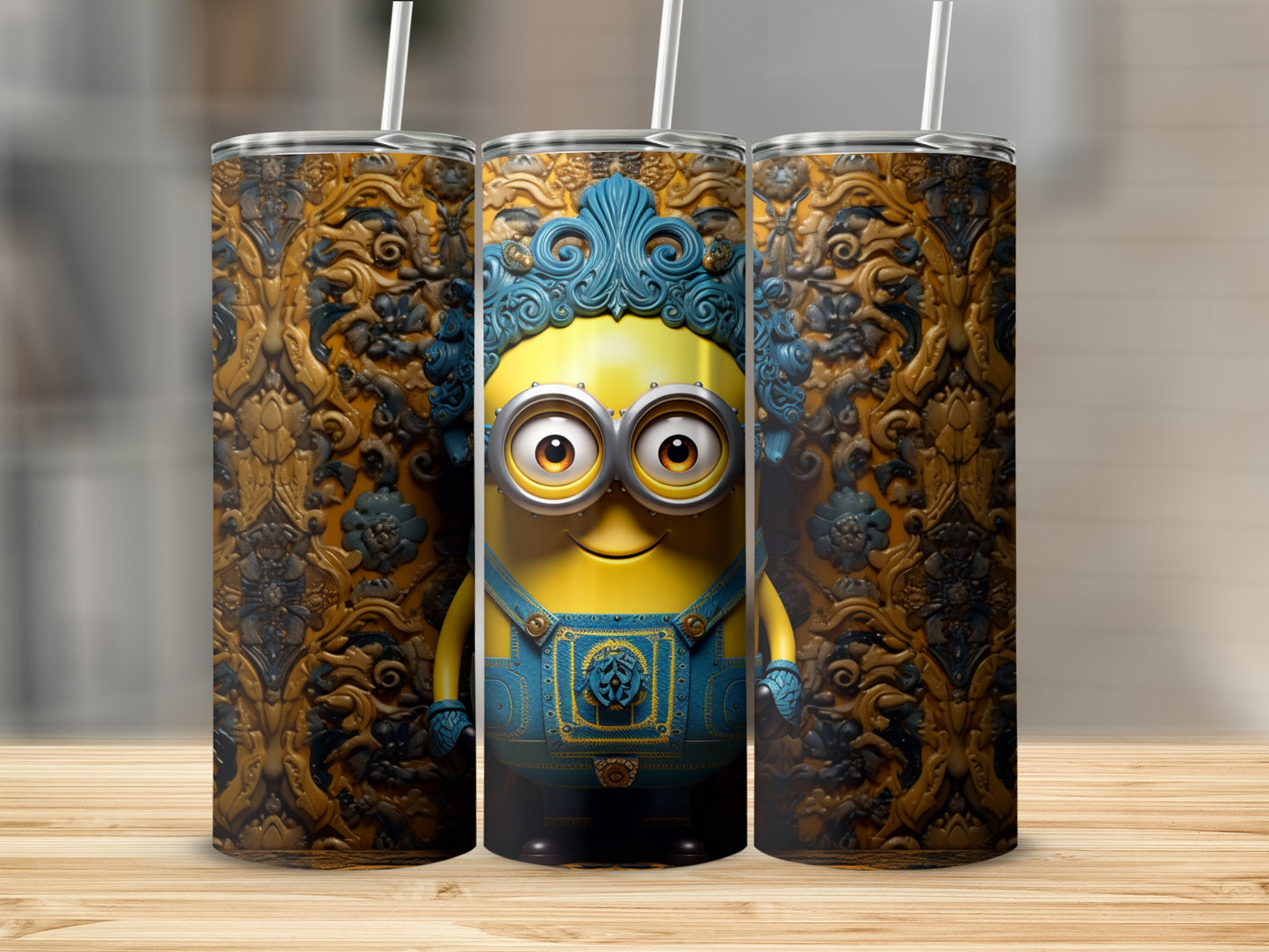 Attractive Minion Inspired Tumbler with Ornate Design