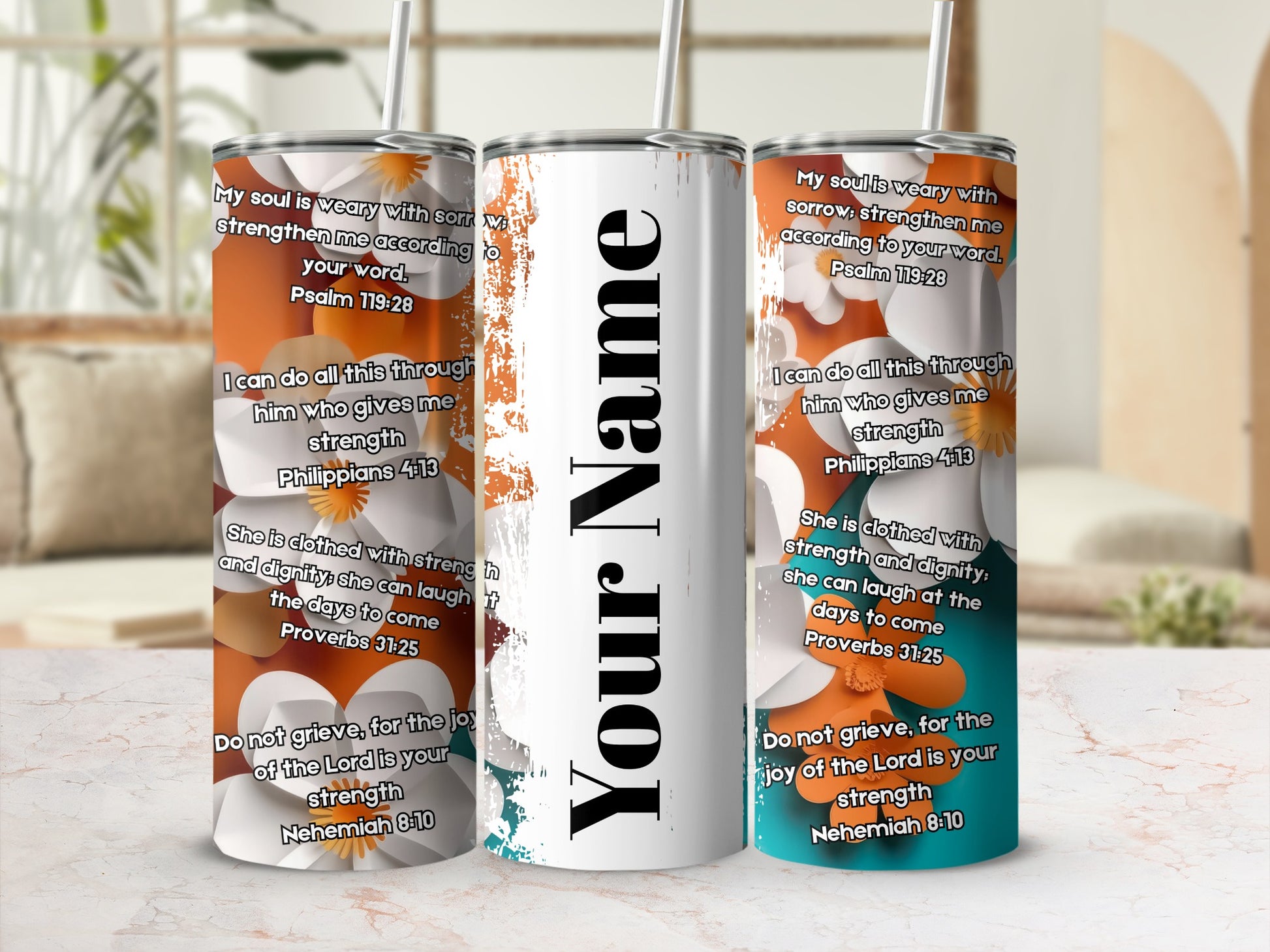 Customized Inspirational Bible Verses Tumbler Flask