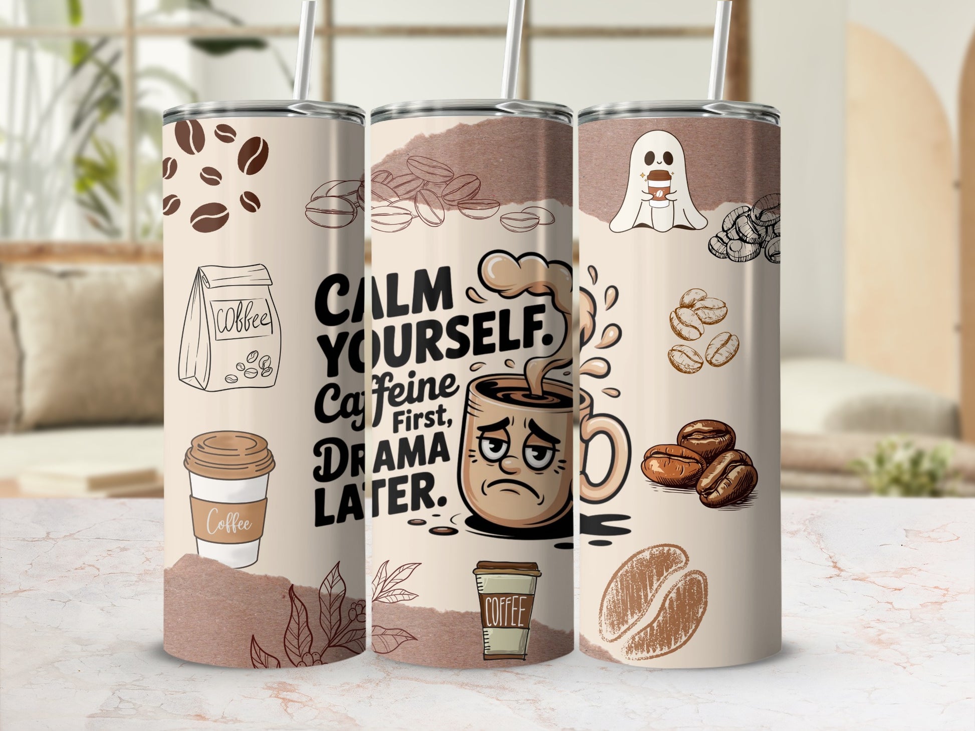 Coffee Caffeine First Drama Later Insulated Tumbler