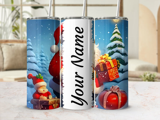 Personalized Christmas Theme Tumbler With Name