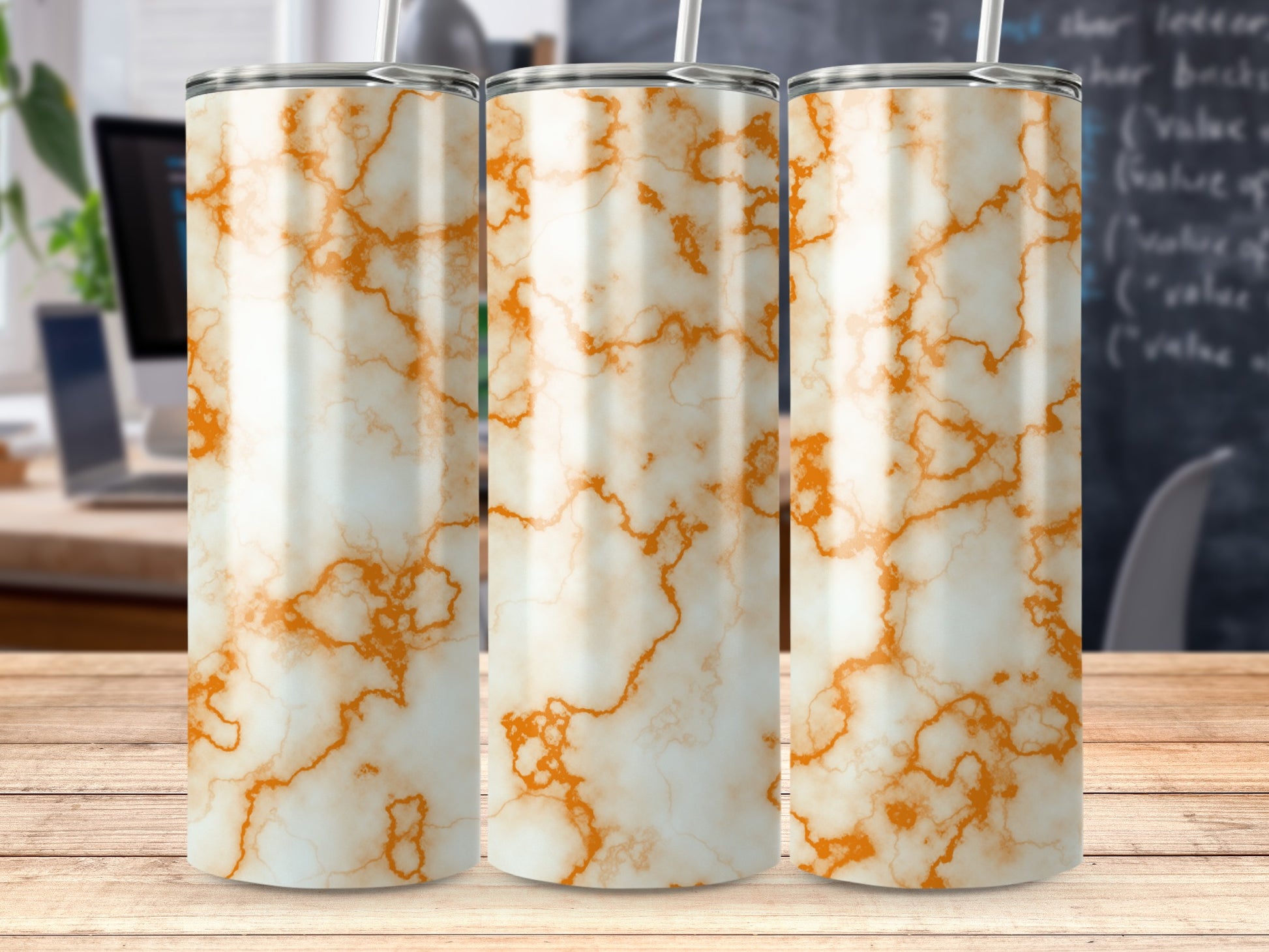 Vibrant Orange White Marble Swirl Pattern Tumbler product type
