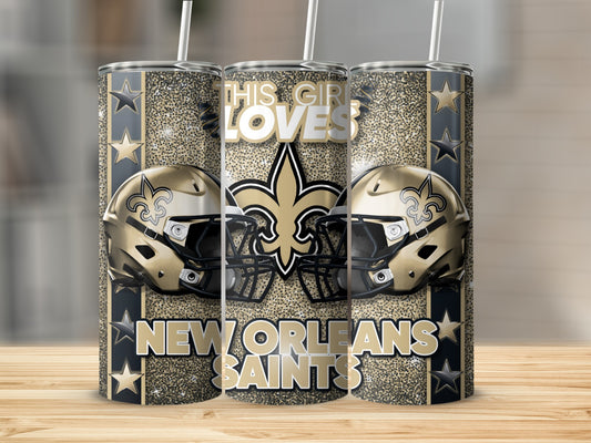 THIS GIRL LOVES NEW ORLEANS SAINTS Football Helmets Tumblers