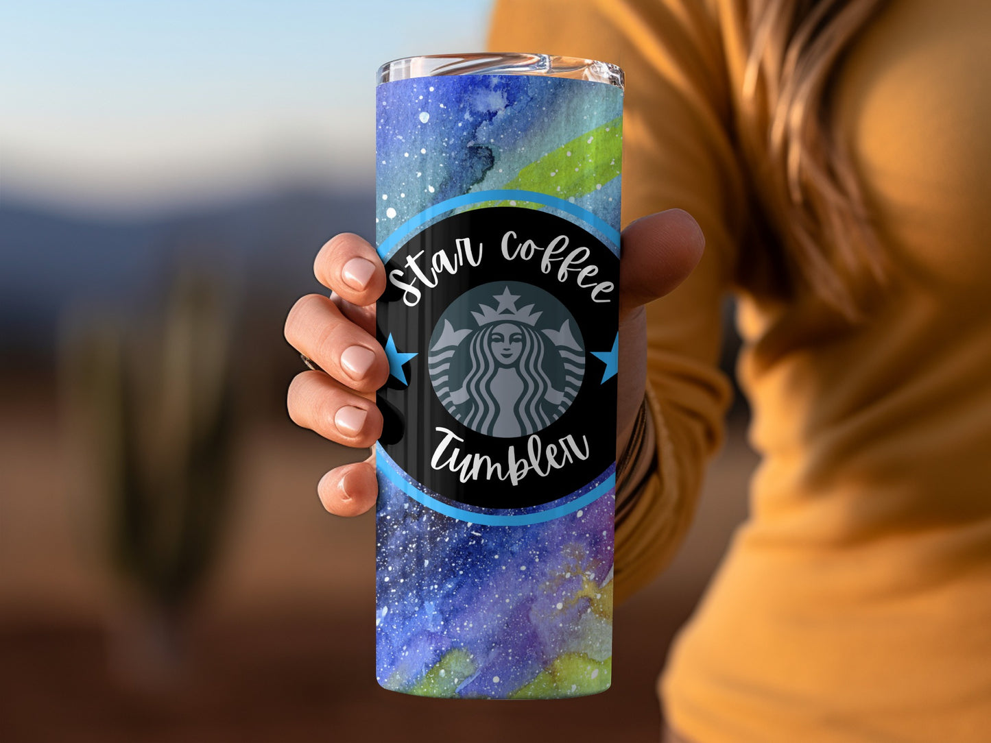 Star Coffee Tumbler Colorful Design Galaxy Style