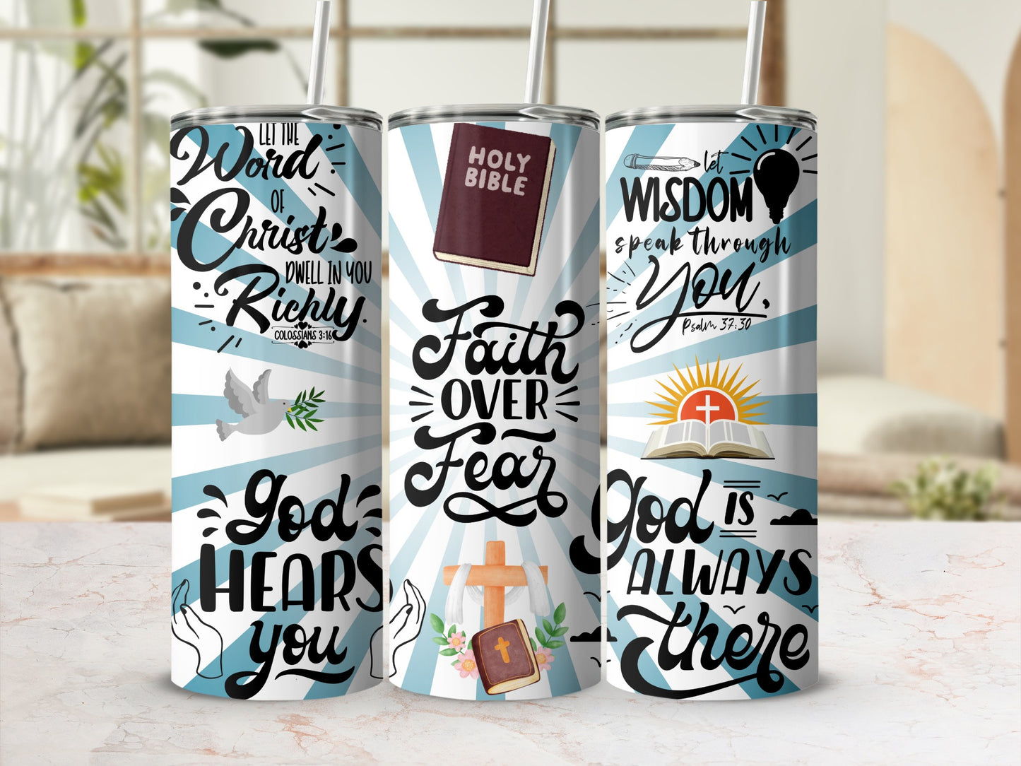 Inspirational Faith Over Fear Tumbler