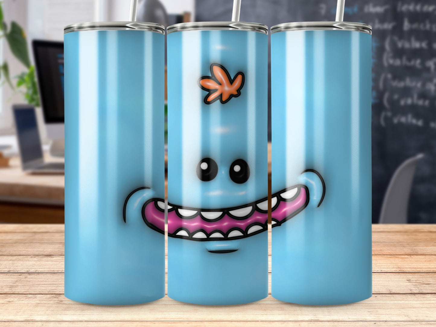 Rick and Morty Inspired Cartoon Face Design Tumblers