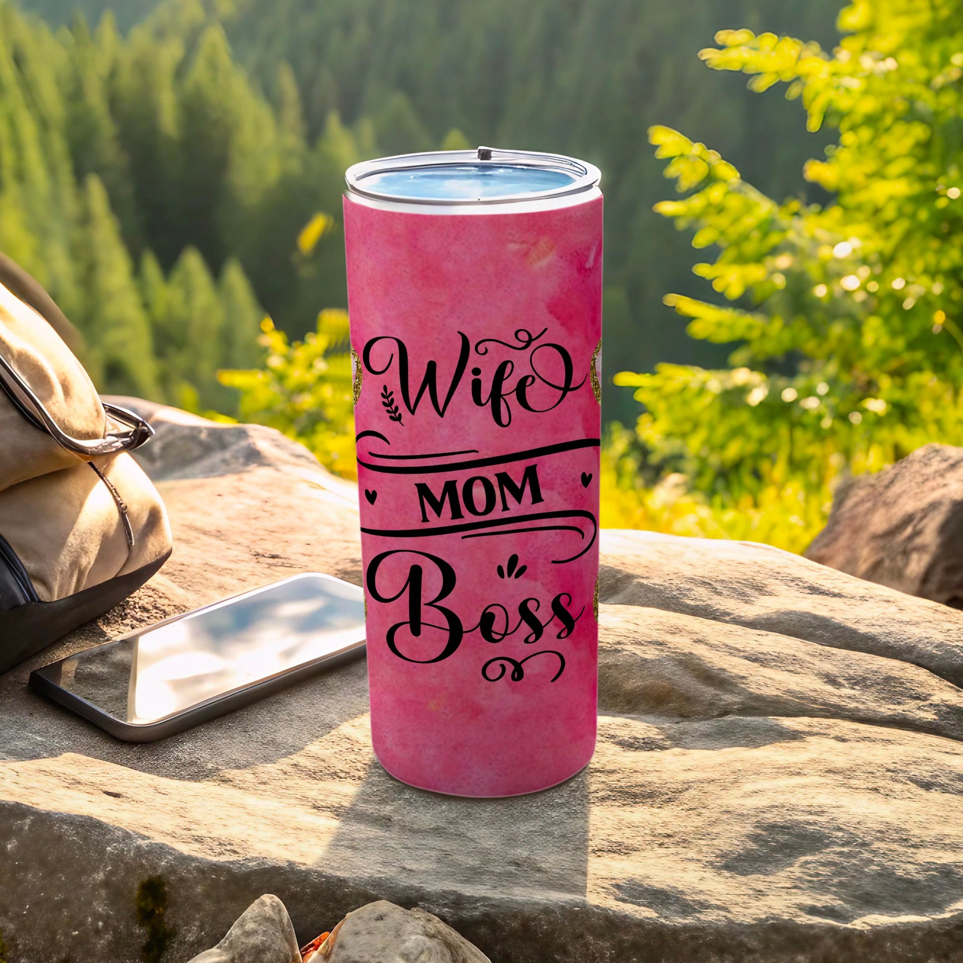 Wife Mom Boss Pink Insulated Tumbler Travel Mug