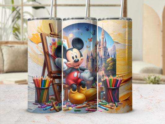 Colorful Mickey Mouse Castle Themed Travel Mug