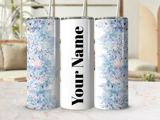Personalized Blue Speckled Tumbler with Custom Name